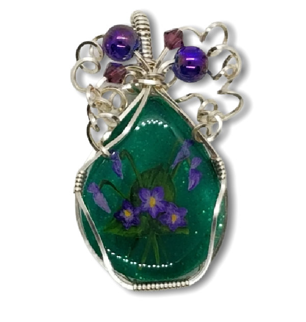 Thumbnail Image of Violets on Emerald Green (Tear/Slvr)