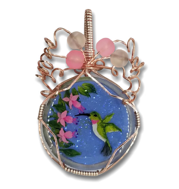 Thumbnail Image of SOLD: Hummingbird w/Fuchsia (Rnd/Rose Gld)