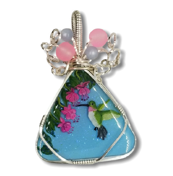 Thumbnail Image of Hummingbird w/Fuchsia (Tri/Slvr)