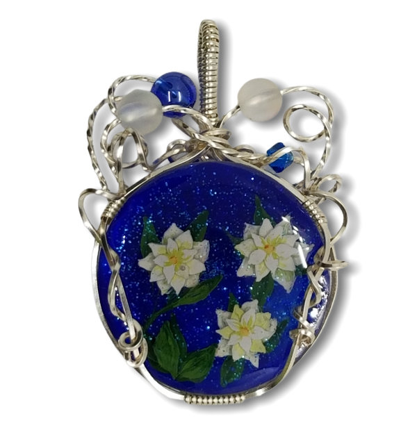Thumbnail Image of Gardenias on Blue (Rnd/Slvr)